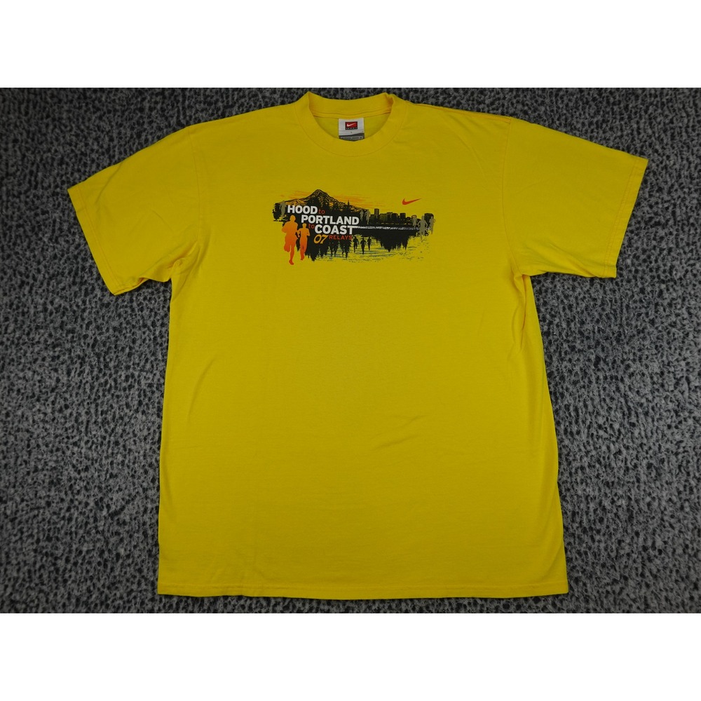 Nike T-Shirt Mens Large Yellow Hood to Coast 07 Relays Race Official Graphic